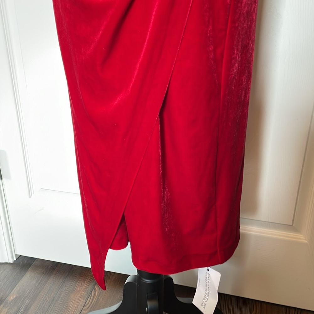 Anthropologie Strapless Red Velvet Midi Dress - Picture 6 of 12